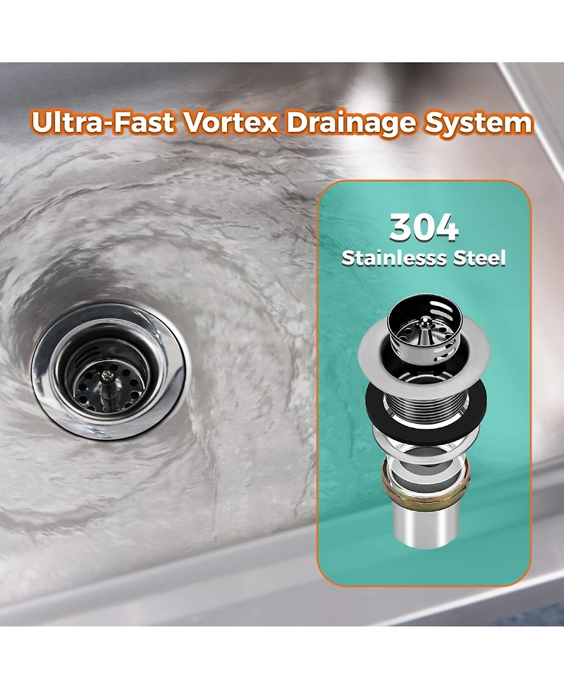 Busdays 17 x 15 Inch 304 Stainless Steel Wall Mounted Hand Sink Nsf Certified Durable Easy to Install