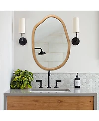 Busdays 32"x22" Irregular Asymmetrical Wall Mirror, Wavy Abstract Accent Mirror for Living Room Bathroom Bedroom Entryway