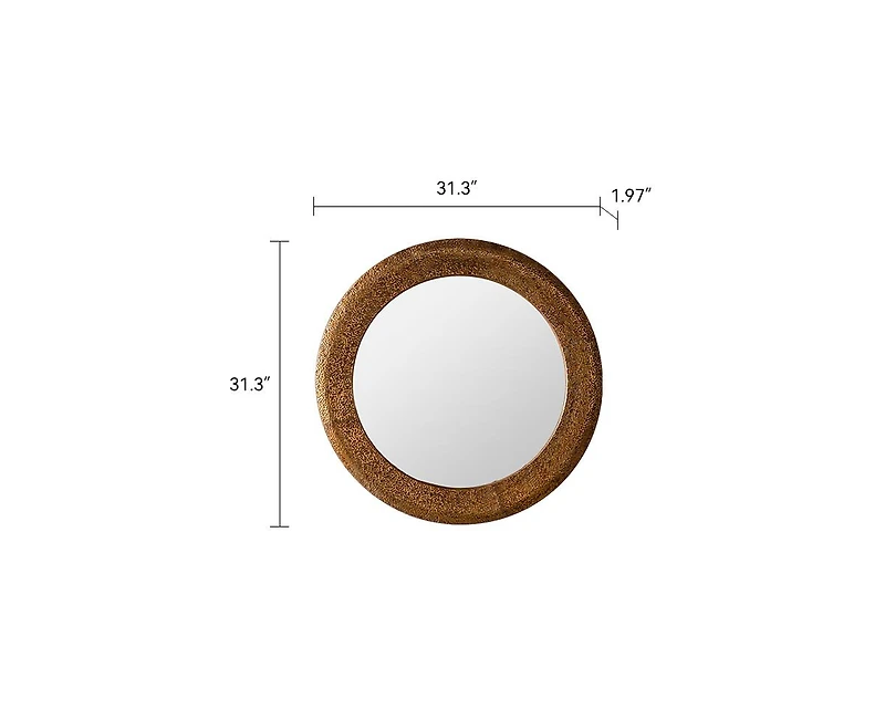 Busdays 31.3" Hammered Gold Round Wall Mirror