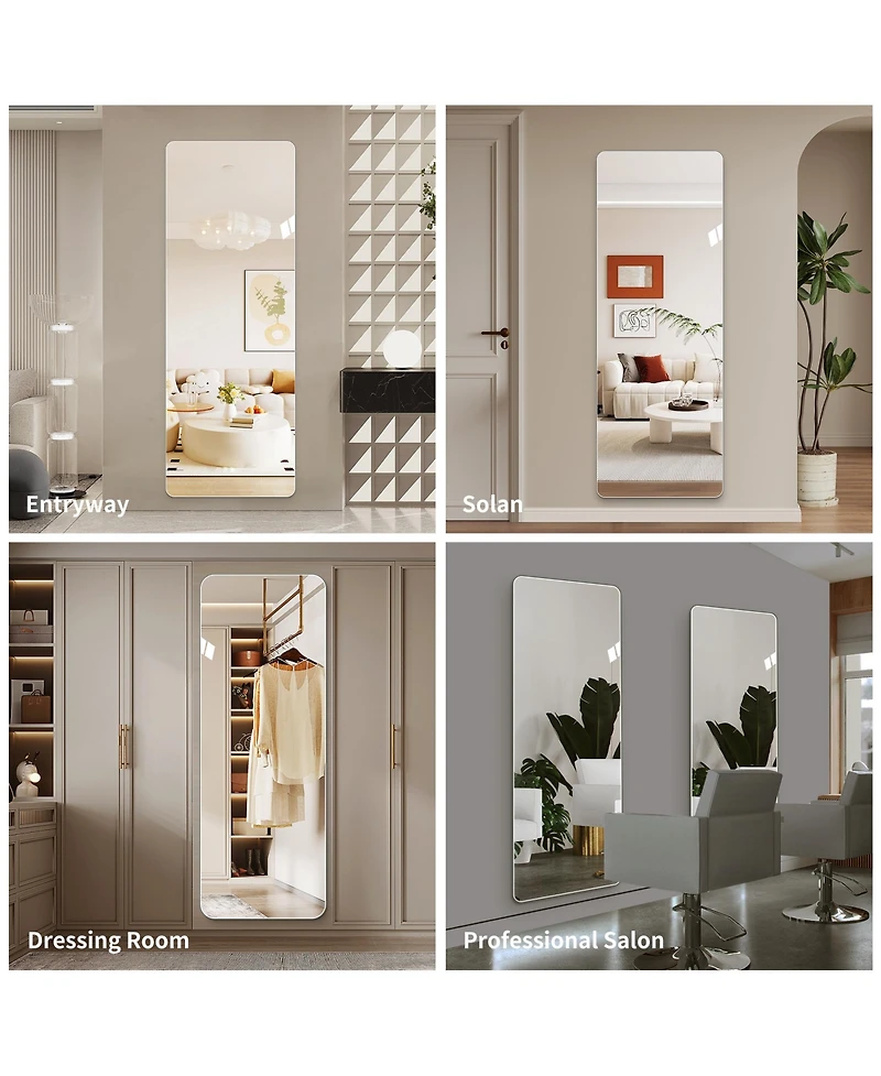 Busdays 60" x 15" Full Body Wall Mirror with Rounded Corners, 5mm Explosion Proof