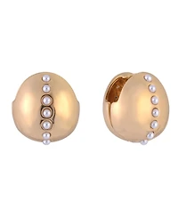 Laundry by Shelli Segal Huggie Hoop Earrings with Center Pearl Accents