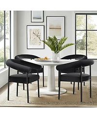 Maison Boucle Set of 2 Velvet Upholstered Dining Armchairs Curved Arms Metal Frame