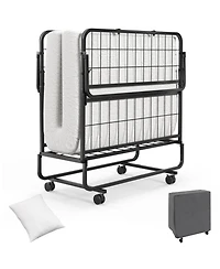Gouun Twin Rollaway Guest Folding Bed with Memory Foam Mattress