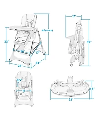 Sugift A Shaped Baby High Chair with Lockable Wheels