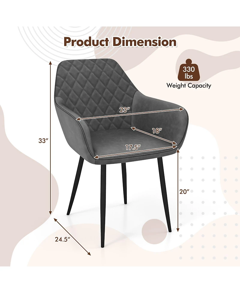 Sugift Leisure Dining Chairs Set of Two with Curved Backrest