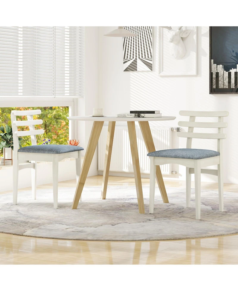 Sugift Fabric Kitchen Side Chairs Set of Two with Wood Frame