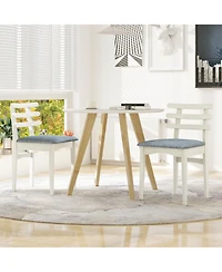 Sugift Fabric Kitchen Side Chairs Set of Two with Wood Frame