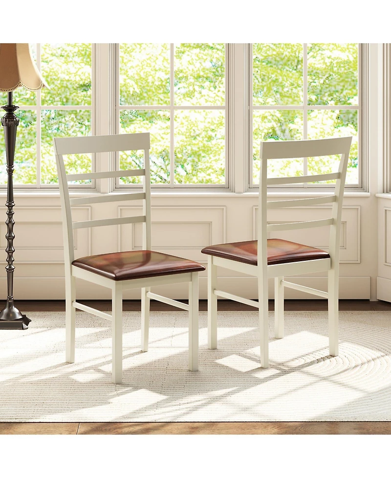 Sugift Pu Leather Wooden Dining Chairs Set of Two