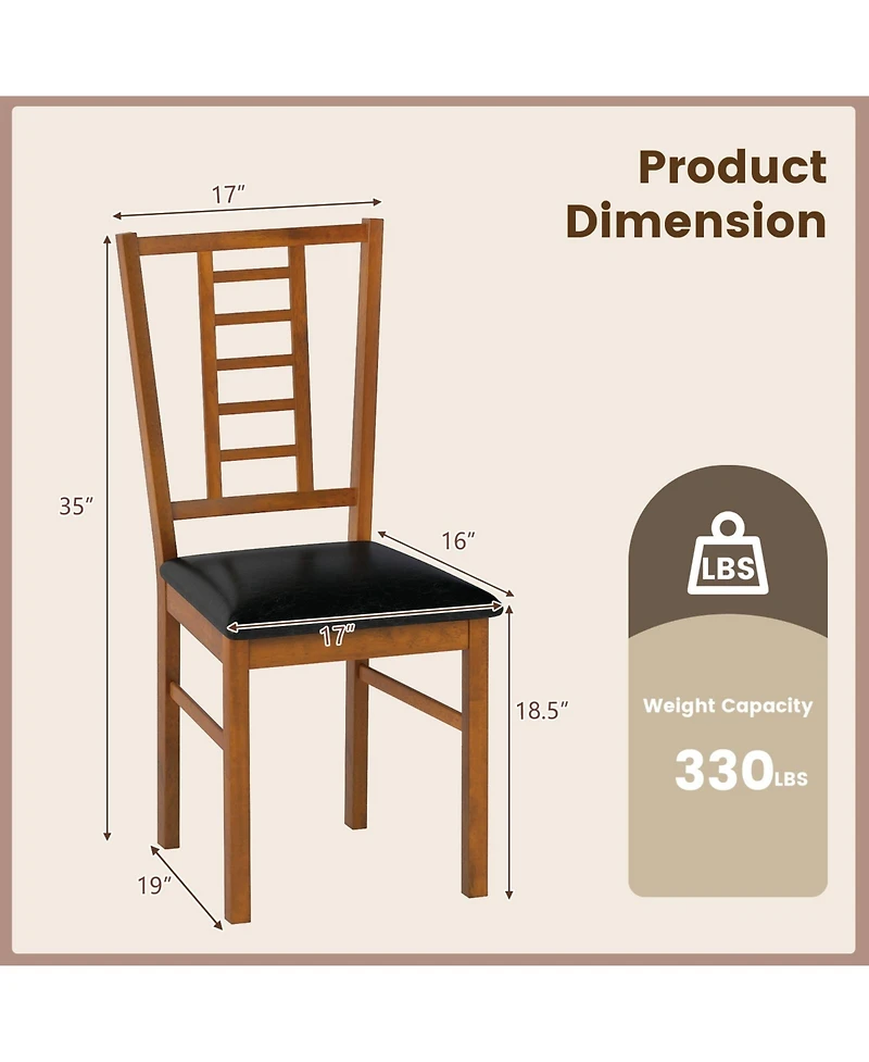 Sugift Pu Leather Upholstered Wood Dining Chairs Set of Two