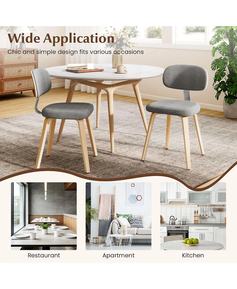 Sugift Chenille Upholstered Wooden Dining Chairs Set of Two