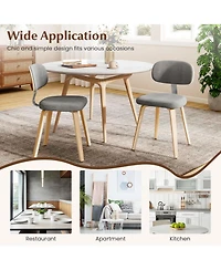 Sugift Chenille Upholstered Wooden Dining Chairs Set of Two