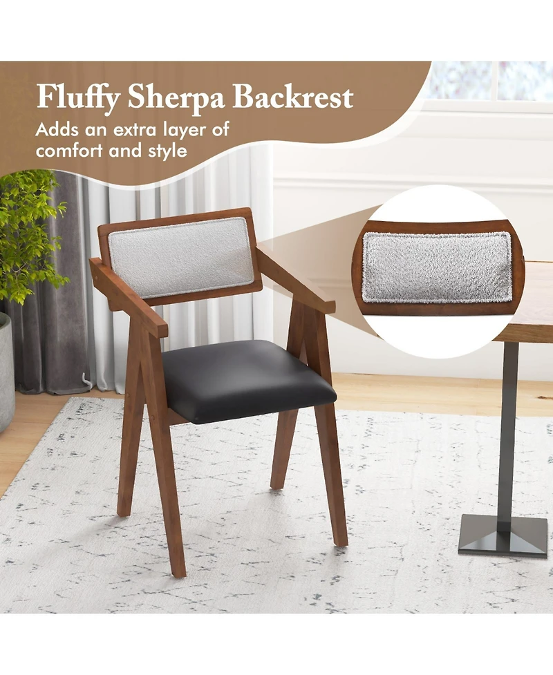 Sugift Mid Century Wooden Accent Chairs Set with Padded Seats