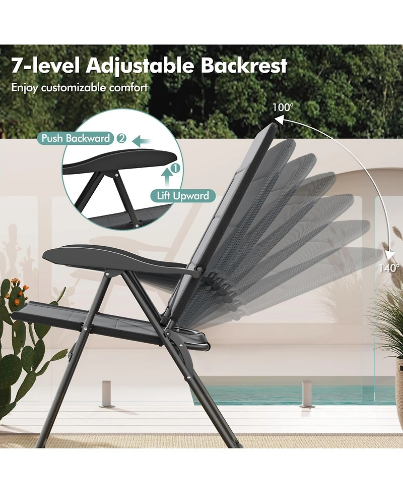 Sugift Two Piece Outdoor Folding Patio Chairs with Adjustable Backrest