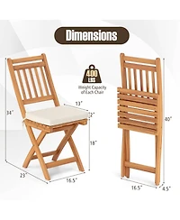 Sugift Patio Folding Chairs Set of Two with Soft Seat Cushions