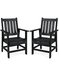 Sugift Set of Two Patio Dining Chairs with Wide Armrests