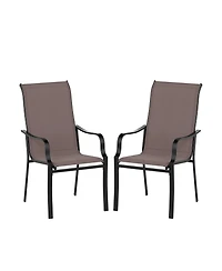 Sugift Patio Dining Chairs Set of Two with Wide Seat and Metal Frame