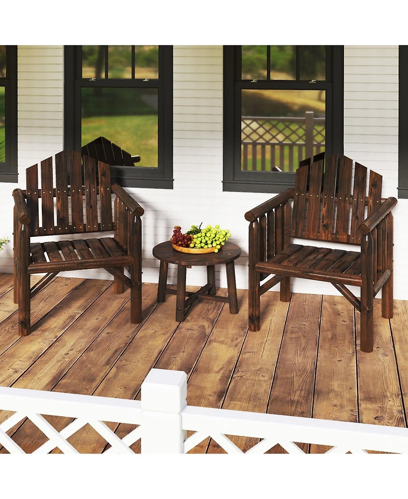 Sugift Outdoor Wooden Patio Dining Chair with Armrests