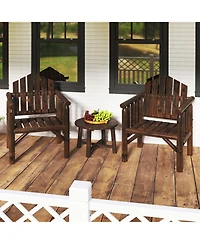 Sugift Outdoor Wooden Patio Dining Chair with Armrests