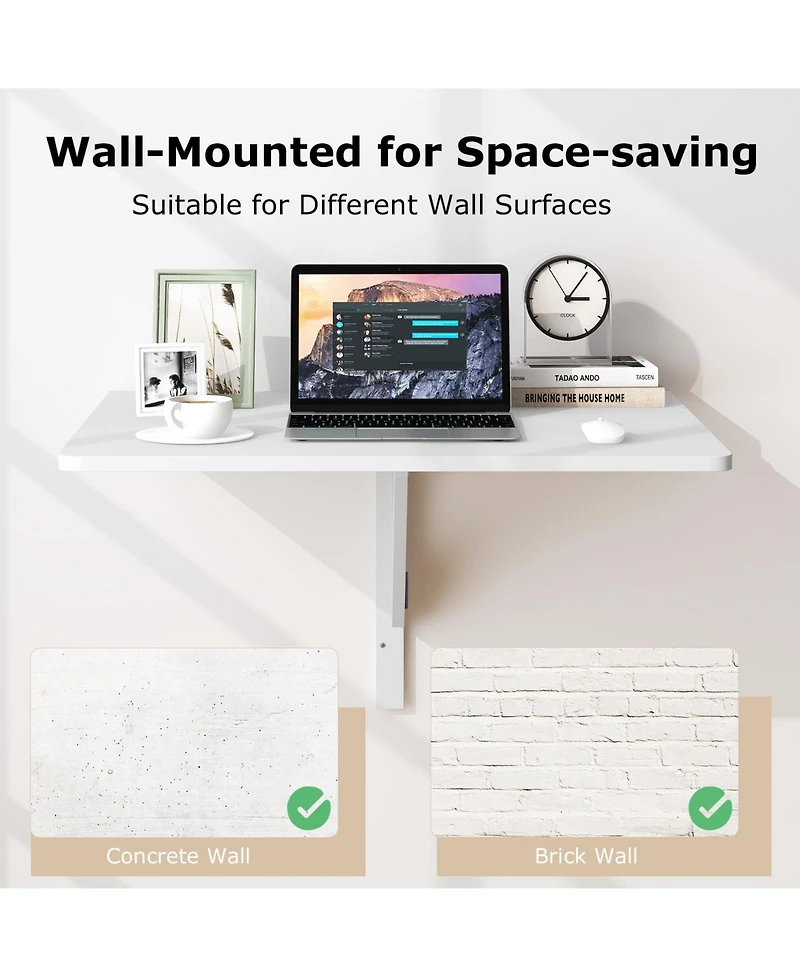 Sugift 31.5 x 23.5 Inch Wall Mounted Folding Table for Small Spaces