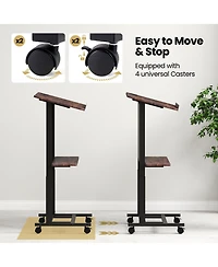 Sugift 40.5-49 Inch Height Adjustable Rolling Podium Stand Lectern Table
