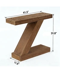 Tribesigns 41.3” Solid Wood Console Table, Z-Shaped Entryway Table, Mid-Century Modern Sofa Table