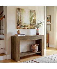 Tribesigns 41.3'' Farmhouse Console Table, 2-Tier Sofa Entryway Table with Storage, Narrow Wooden Behind Couch