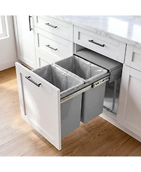 Tribesigns Dual Compartment Under Counter Kitchen Cabinet Pull-Out Trash Can, Slide-Out Waste Bin with Lid