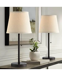360 Lighting Flesner 20" High Modern Accent Table Lamps Set of 2 Usb Port Ac Power Outlet Pull Chain Bronze Metal Charging