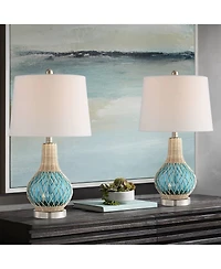 360 Lighting Alana 22 3/4" High Small Modern Coastal Accent Table Lamps Set of 2 Led Night Light Glass Living Room Bedroom