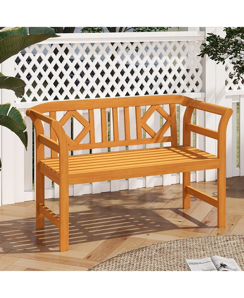 Gouun Acacia Wood 2-Seat Patio Loveseat for Outdoor Seating