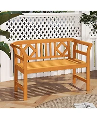 Gouun Acacia Wood 2-Seat Patio Loveseat for Outdoor Seating