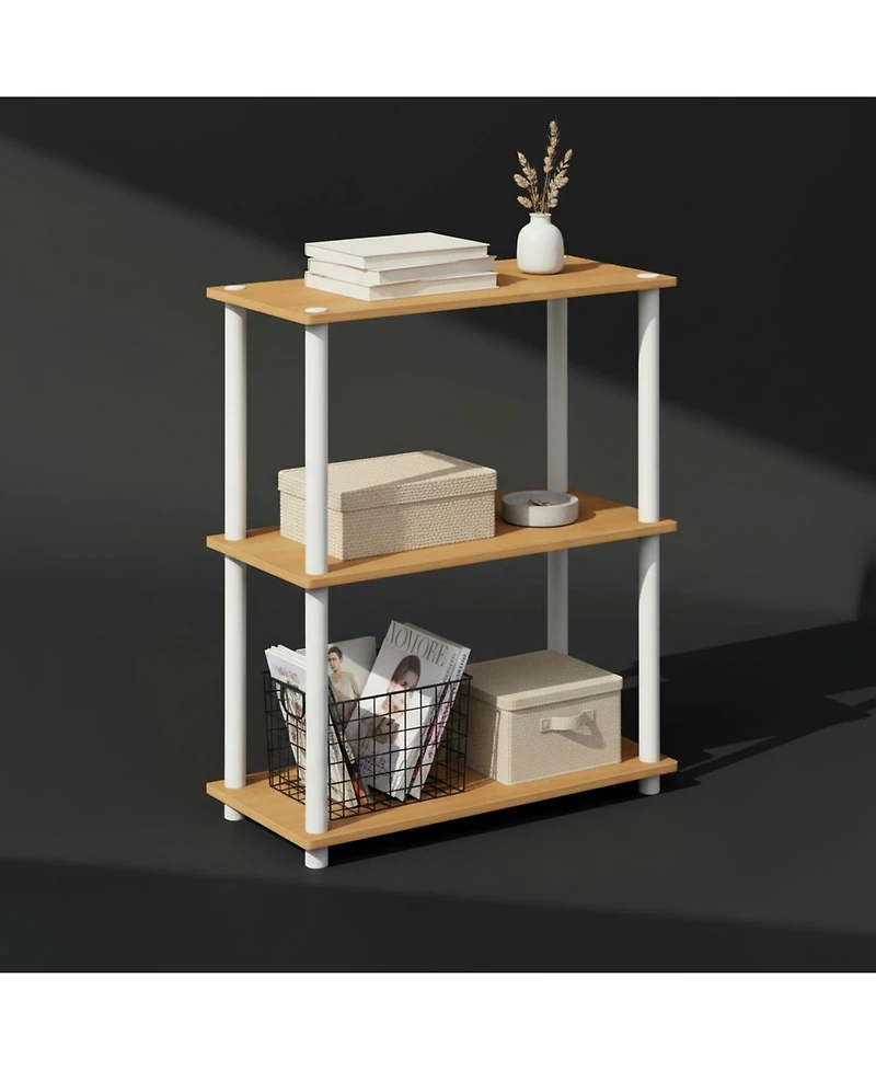 Yigii 3-Tier Bookshelf Compact Display Rack Modern Minimalist Wood Storage for Living Room Bedroom Home Office