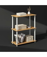 Yigii 3-Tier Bookshelf Compact Display Rack Modern Minimalist Wood Storage for Living Room Bedroom Home Office