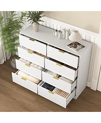 Flynama 8 Drawer Transitional White Dresser Space Saving Cabinet for Entryway Home Furniture With Spacious Drawers Easy Assembly