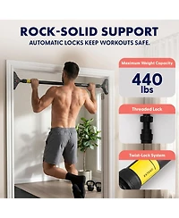 Squatz Adjustable Doorway Pull-Up Bar 45-55 inches with Anti-Slip Grip (SQDPB55BK)