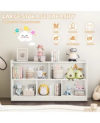 Rainsken 5 Cube Kids Bookcase - Wooden 2-Tier Storage Cabinet, Open Display Book Shelf for Nursery, School Classroom, Playroom