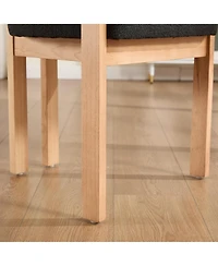 Rainsken Wooden Dining Chairs Set of 2, Modern Fabric Upholstered Kitchen Chairs with Curved Backrest and Solid Wood Legs for Dining Room, Living Room