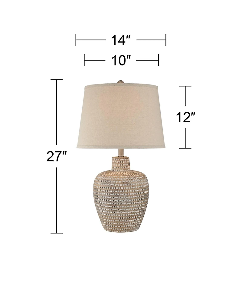 Regency Hill Glenn 27" Tall Urn Traditional Southwestern Table Lamps Set of 2 WiFi Smart Socket Dappled Beige Living Room Bedroom