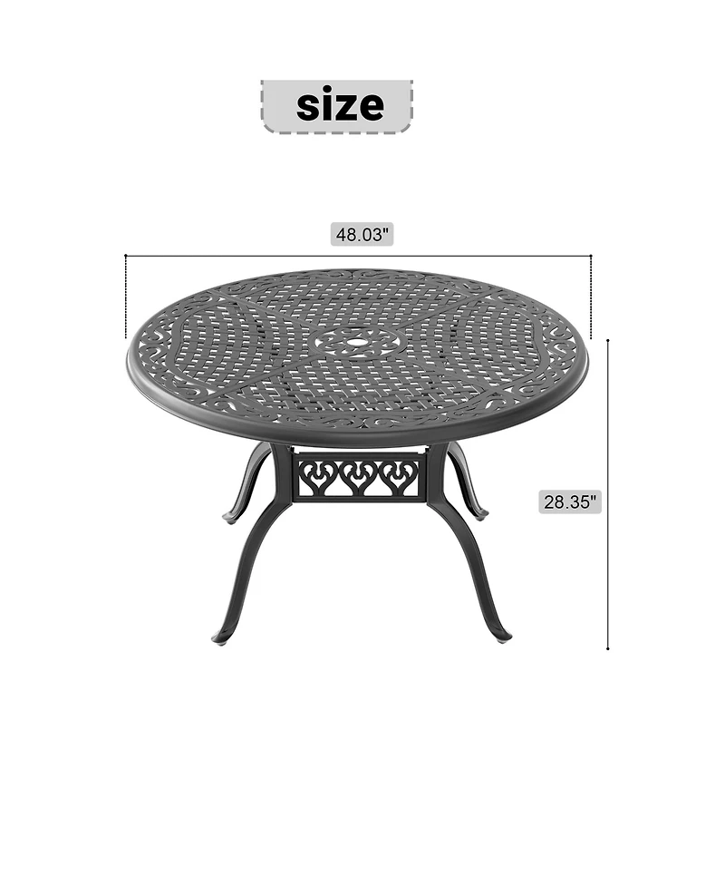 Clihome -inch Cast Aluminum Patio Dining Table With Frame and Umbrella Hole