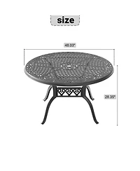 Clihome -inch Cast Aluminum Patio Dining Table With Frame and Umbrella Hole