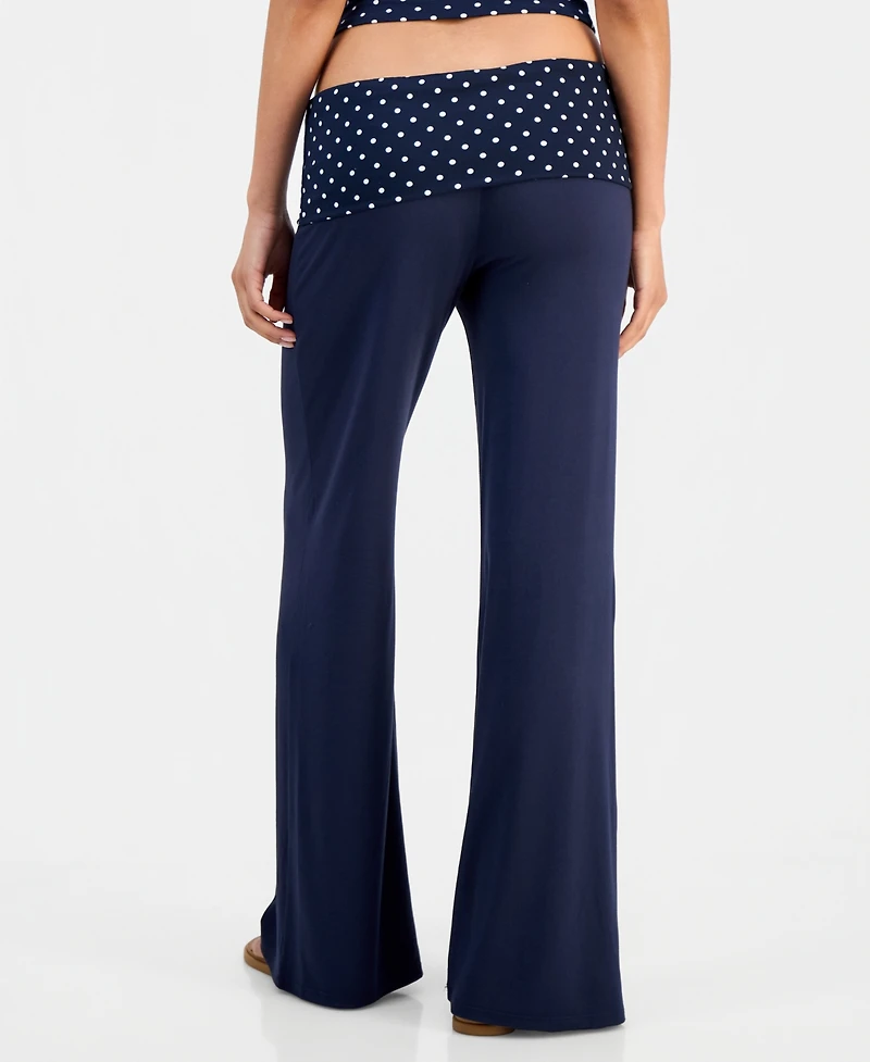 Just Polly Juniors' Fold-Over Flare-Leg Pants