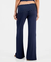Just Polly Juniors' Fold-Over Flare-Leg Pants