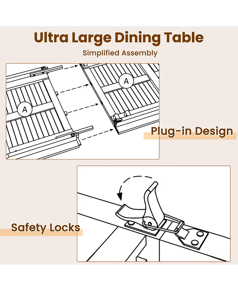 Gymax 71 Patio Dining Table 6 Person Large Oval Table Teak Wood Tabletop