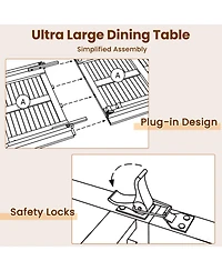 Gymax 71 Patio Dining Table 6 Person Large Oval Table Teak Wood Tabletop