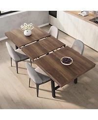 gaomon 63-83" Extendable Dining Table, Industrial Rectangular Dining Room Table for 6-8 People, Expandable Kitchen Table with Heavy Duty Metal Frame