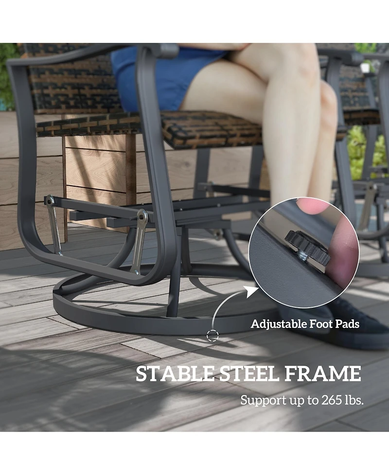 Outsunny Outdoor Glider Chair Set Wicker Swivel Patio