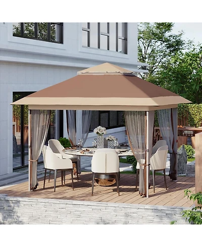 gaomon Pop Up Gazebo, Outdoor Canopy Tent with Mosquito Netting, Pop Up Canopy Tent with Curtains