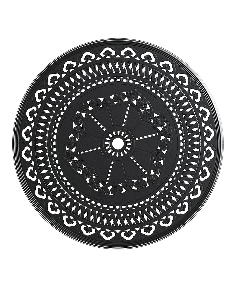 Clihome 39.37-inch Cast Aluminum Patio Dining Table With Frame and Umbrella Hole