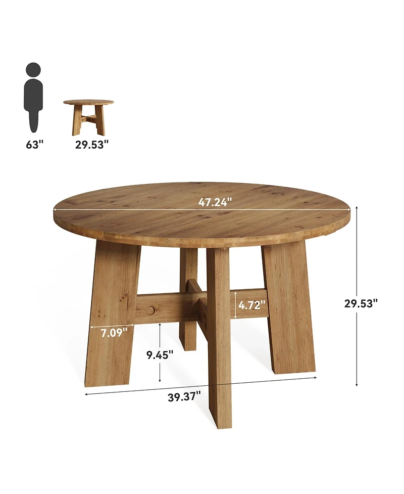 Tribesigns Solid Wood Dining Table Round Kitchen Table