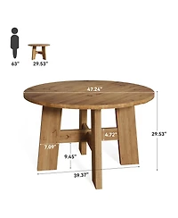 Tribesigns Solid Wood Dining Table Round Kitchen Table